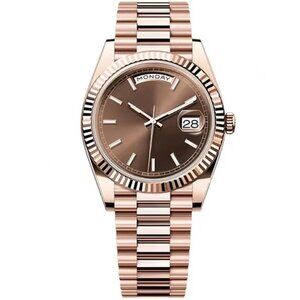 Stainless Steel Rose Gold Brown Men's Watch 41mm